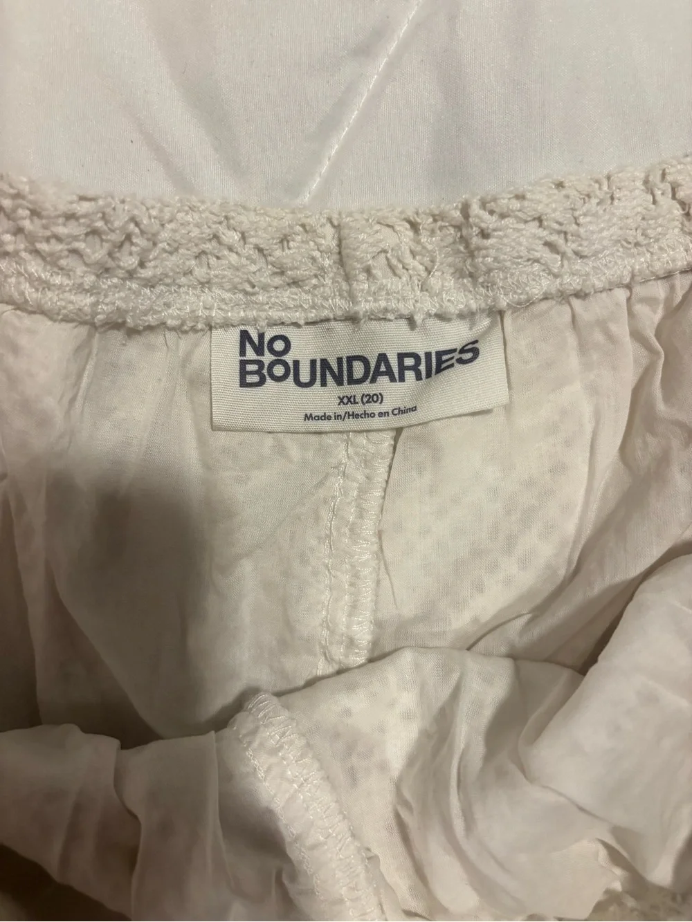 No Boundaries White Crochet Lace Drawstring Shorts XXL